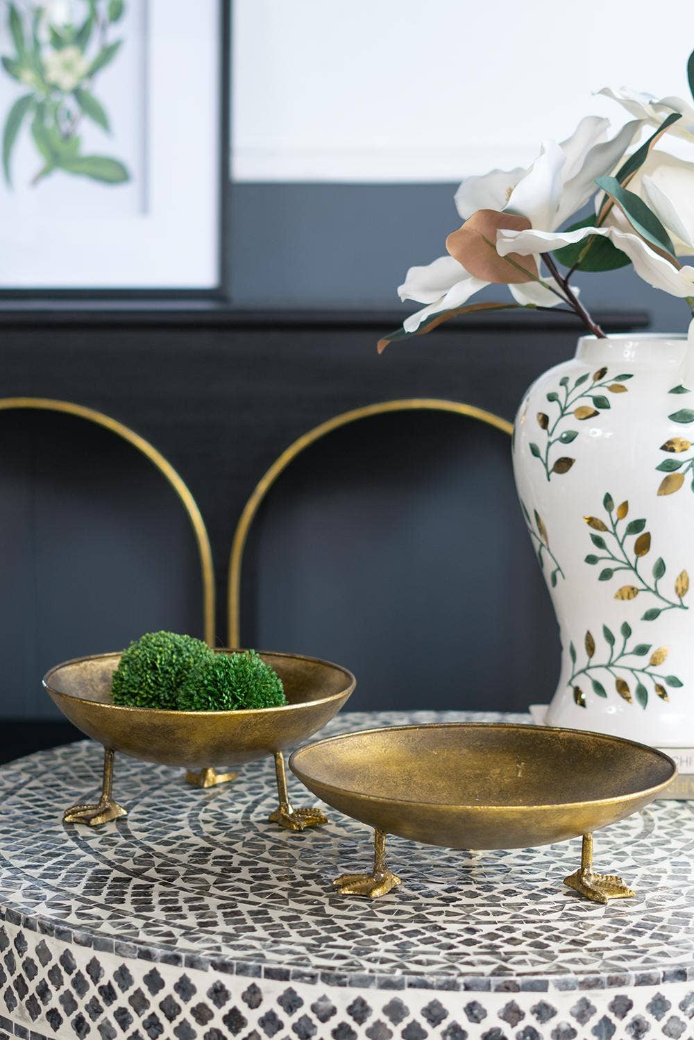 A&B Home Group Inc. - Wholesale Decorative Tray - S/2 D12x3" Gold Iron Accent Trays with Duck Feet0