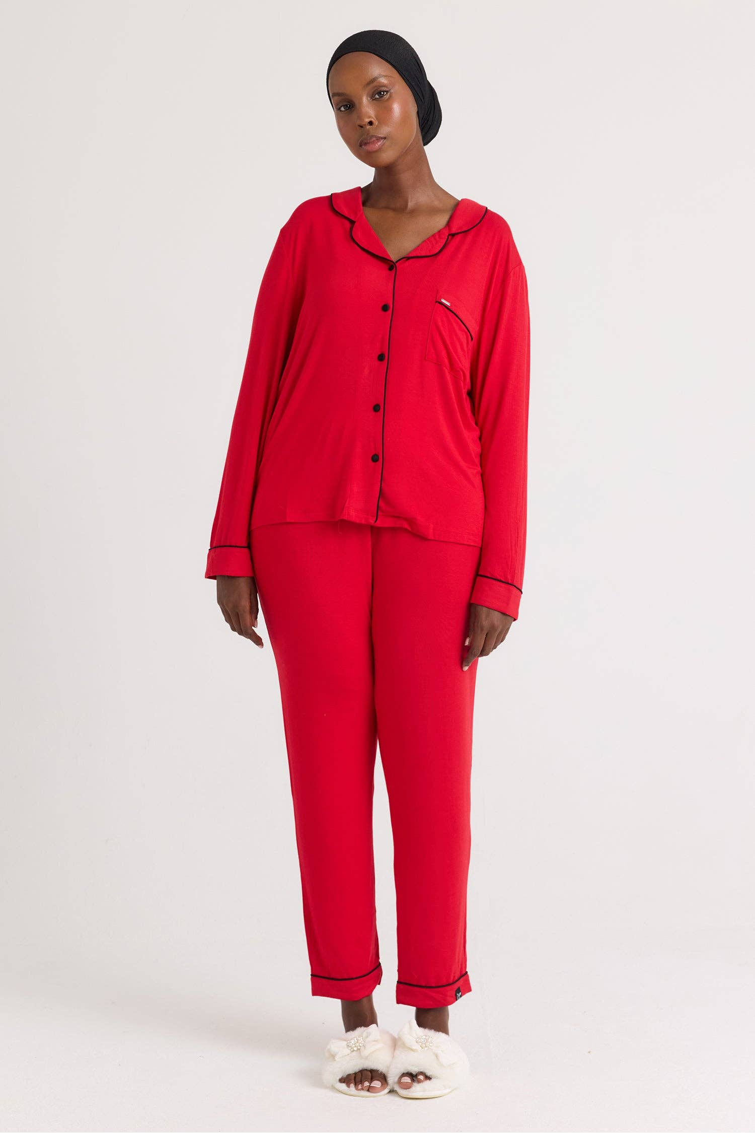 Bamboo Long Pyjama Set in Red for wholesale on Faire5