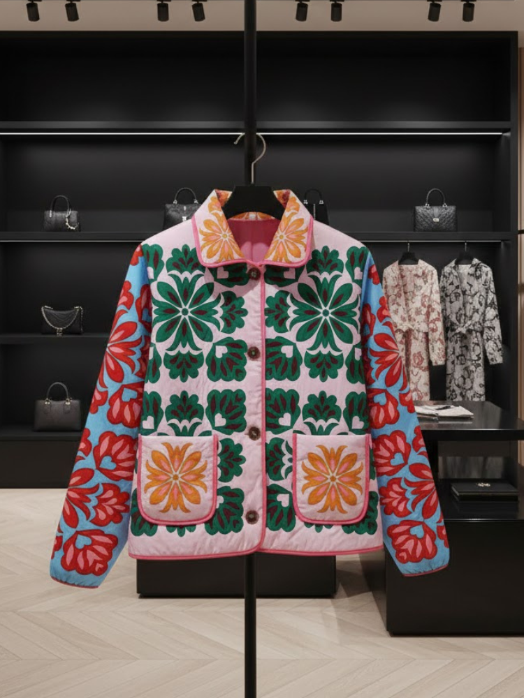 Printed Pattern Artistic Floral Quilted Eco-Jacket • LIBERTY New Collection BYMANYC ® New York for wholesale on Faire1