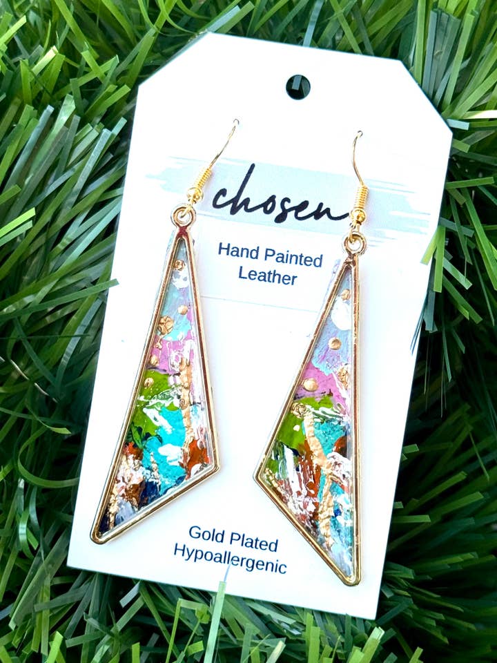 The Kelly Hand Painted Leather Earrings for wholesale by Chosen