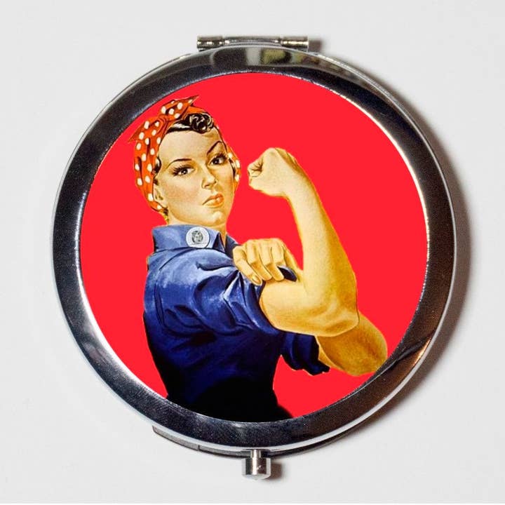 Rosie the Riveter Compact Mirror - Retro Vintage Feminist Icon Girl Power Feminism - Make Up Pocket Mirror for Cosmetics for wholesale by FringePop