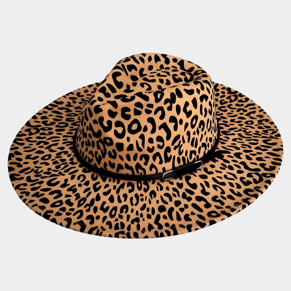 Sensibling Corp. - Wholesale Fedora - Women's - Faux Leather Band Leopard Patterned Panama Hat2