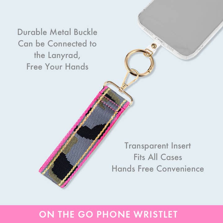 Viv&Lou - Wholesale Phonecase Strap - Camo Hot Pink on the Go Phone Wristlet3