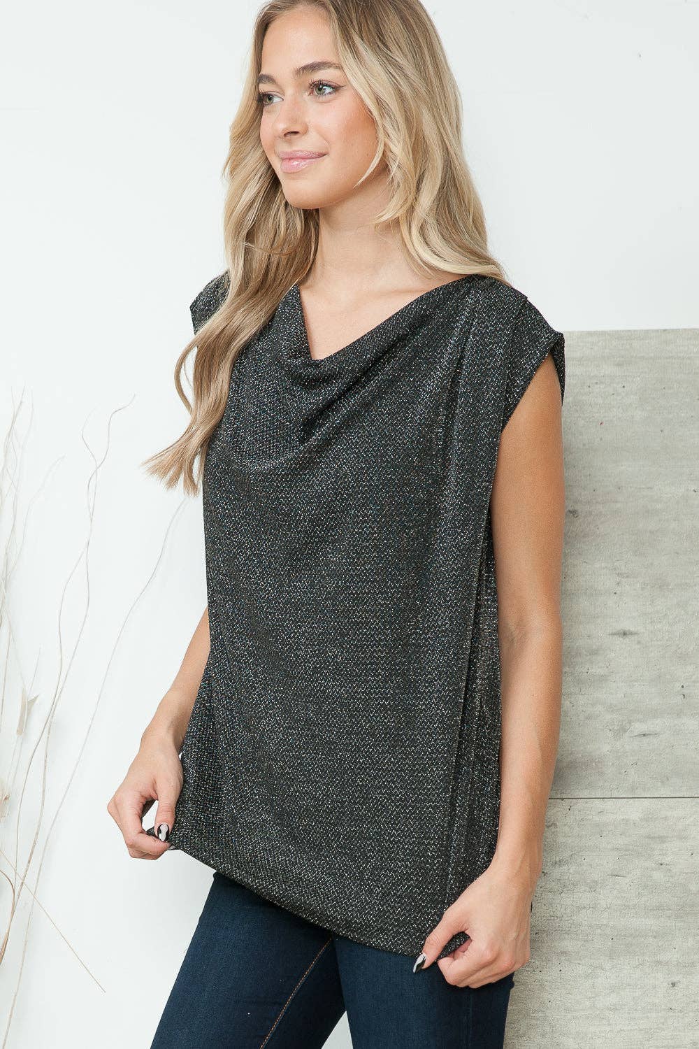 Orange Farm Clothing – Top de malha - Mulher por atacado – Gola de capuz Lurex Top-3 Cores6