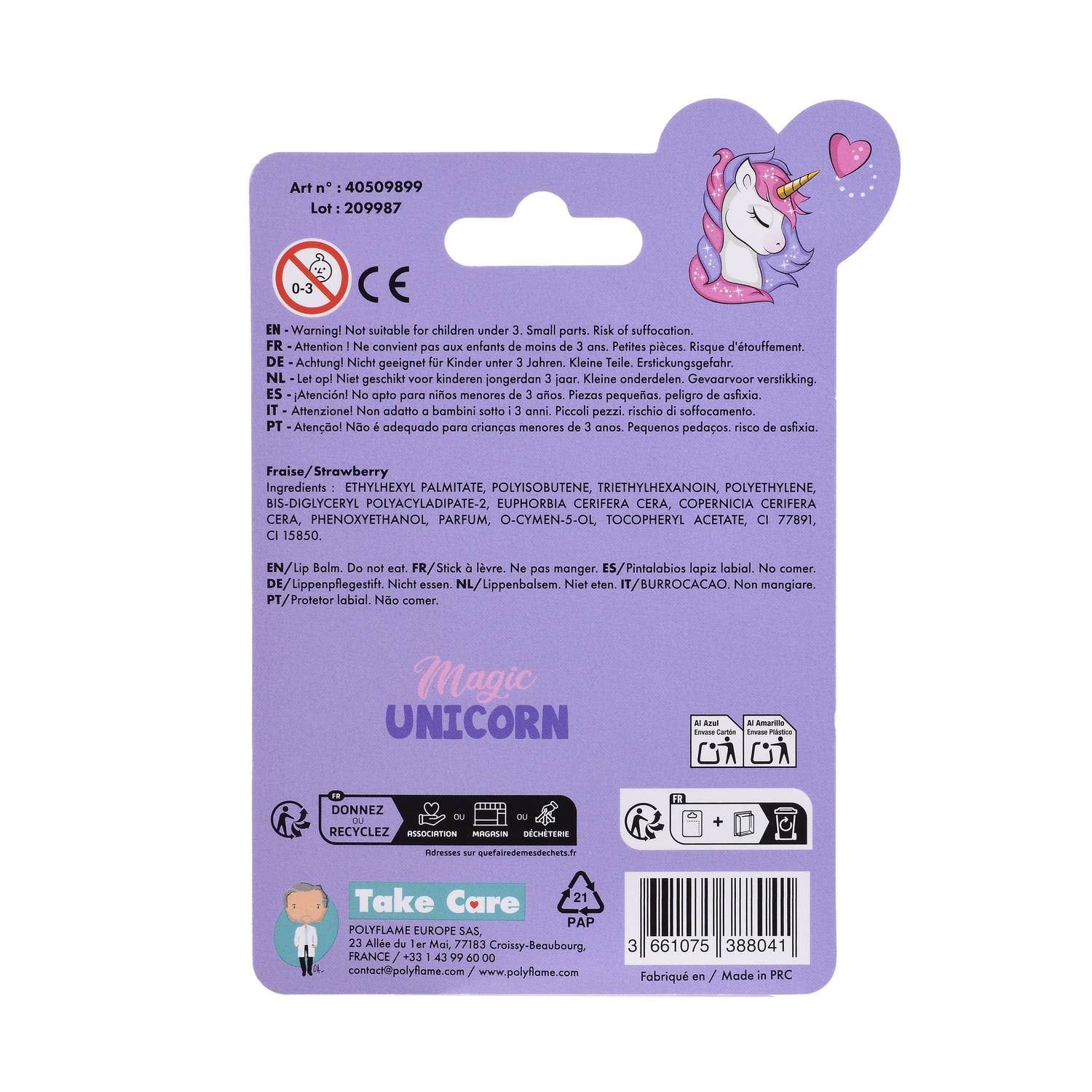 Takecare - Wholesale Lip Balm - 3D Unicorn Lip Balm - Strawberry (4g)8