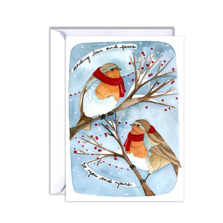 Carte des Fêtes - Winter Robins pour la vente par michele maule