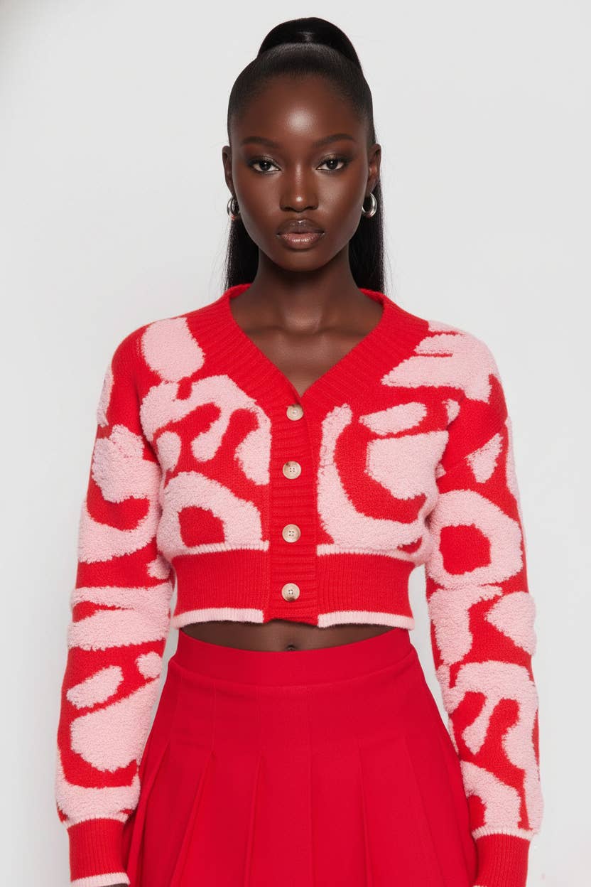 5besties inc – wholesale Kofta - Dam – Kort färgblockströja med kofta9