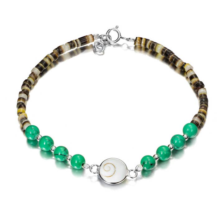 Shiva Eye and Turquoise Bracelet with C for wholesale by El Expreso de Oriente