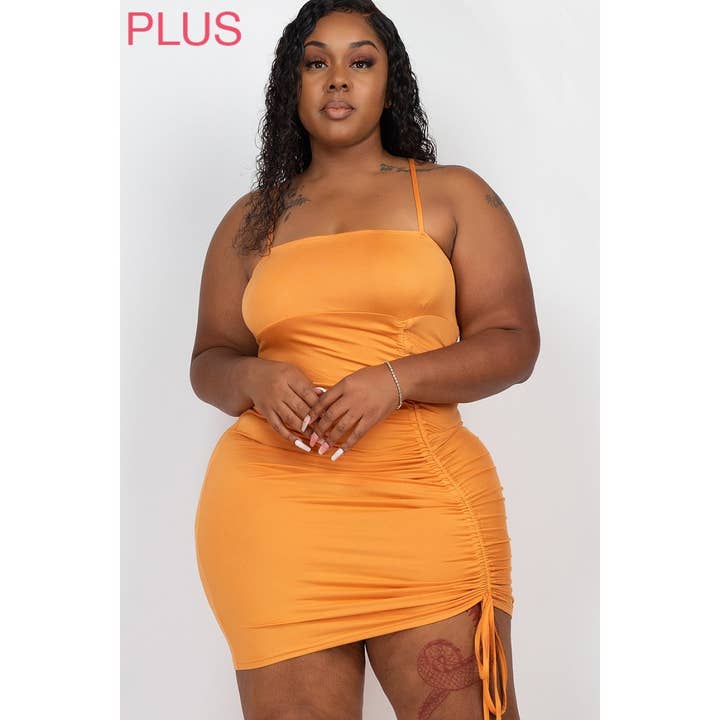 Timeless - Wholesale Dress - Women's - Plus Size Ruched Drawstring Mini Dress1