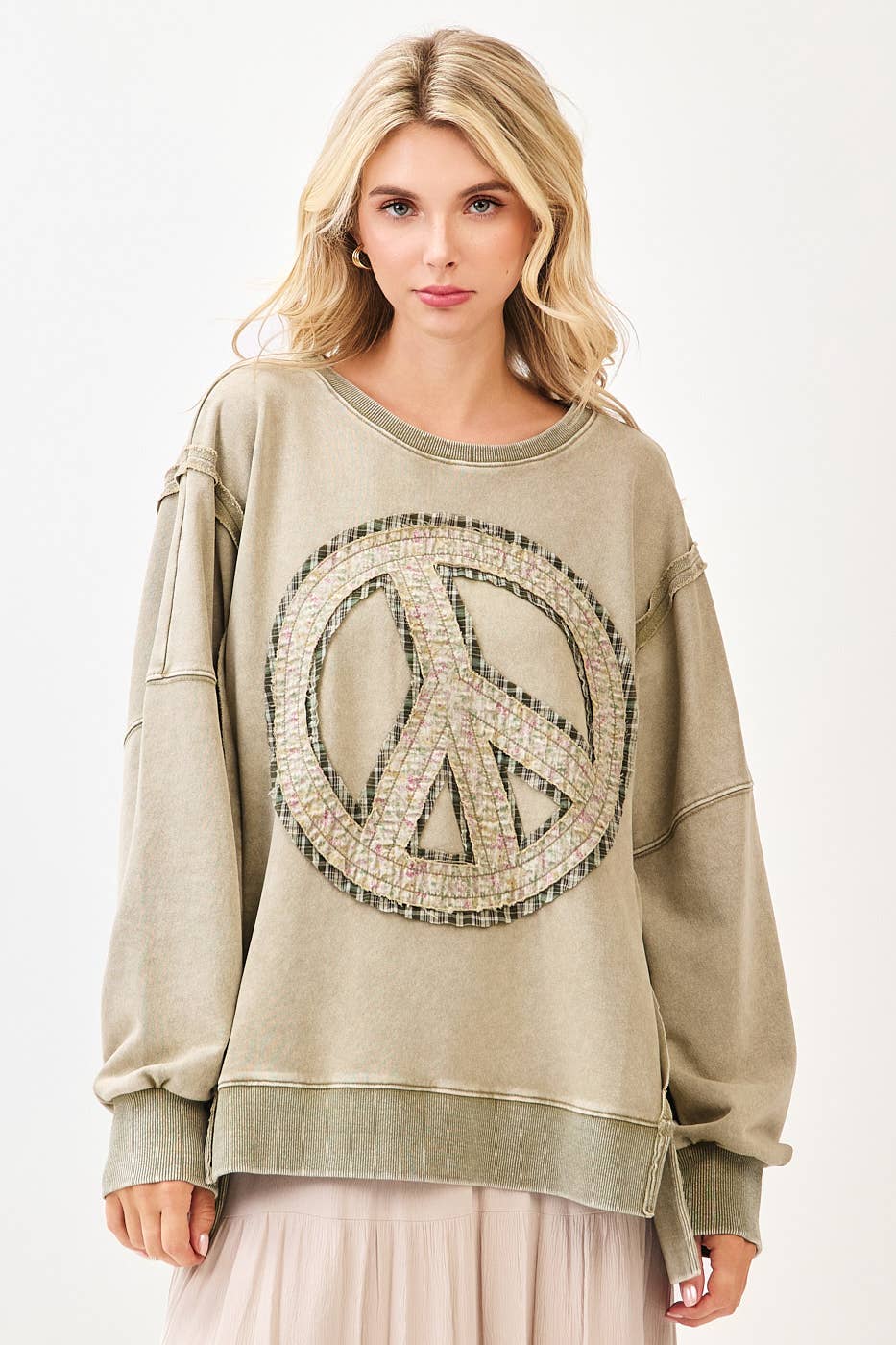 mittoshop - Vente Sweat-shirt – femme - SWEAT-SHIRT PEACE SIGN PATCH MINERAL WASH5