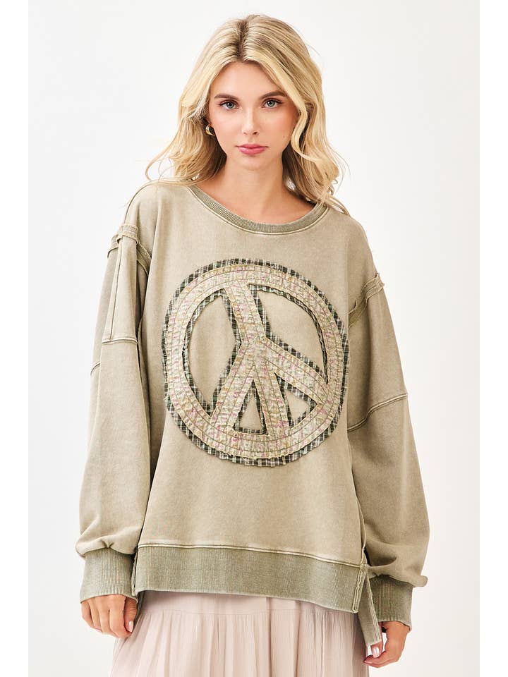 mittoshop - Vente Sweat-shirt – femme - SWEAT-SHIRT PEACE SIGN PATCH MINERAL WASH5
