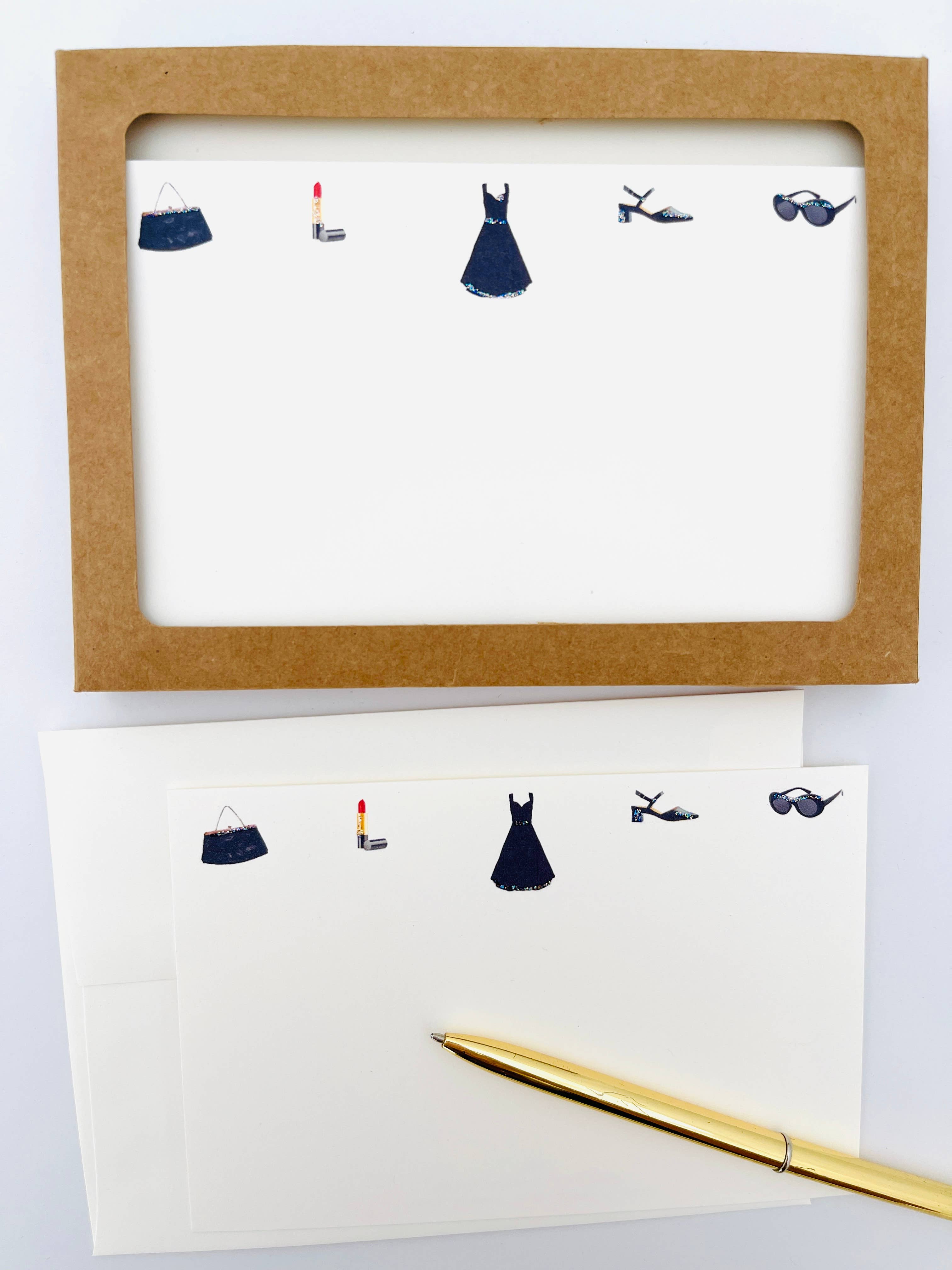 Paperlove Boutique - Wholesale Stationery/Notecard Set - NOTECARD SET - 'SIMPLY BLACK' 10 hand glittered notecards2