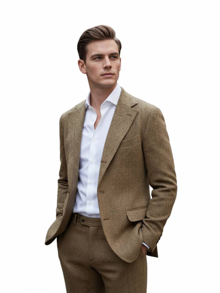 3-Piece Light Brown Tweed Suit for Men | FREE Shipping for wholesale on Faire4