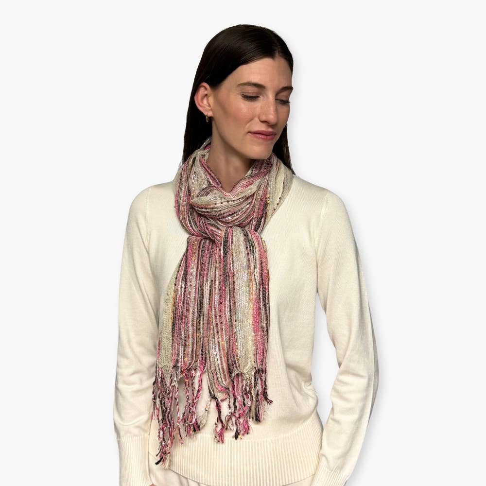 Humble Hilo – wholesale Scarf – Women's – Humble Hilo Multicolored Thread Artisan Scarf140