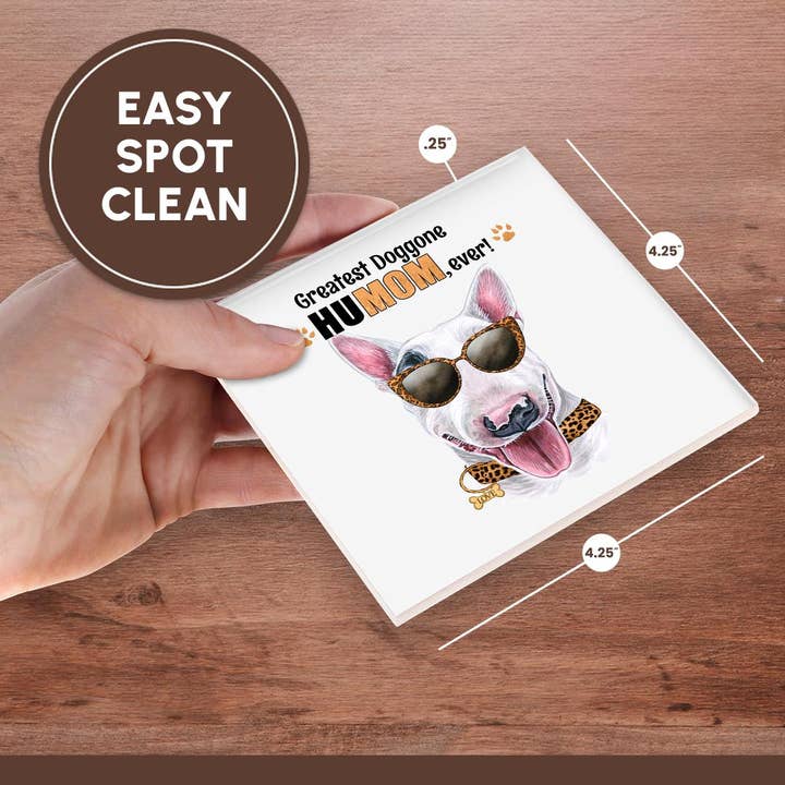 3dRose - Wholesale Coasters - 3dRose, Mothers Day Dog in Cheetah Print a Staffordshire Bull Terrier, Coaster6