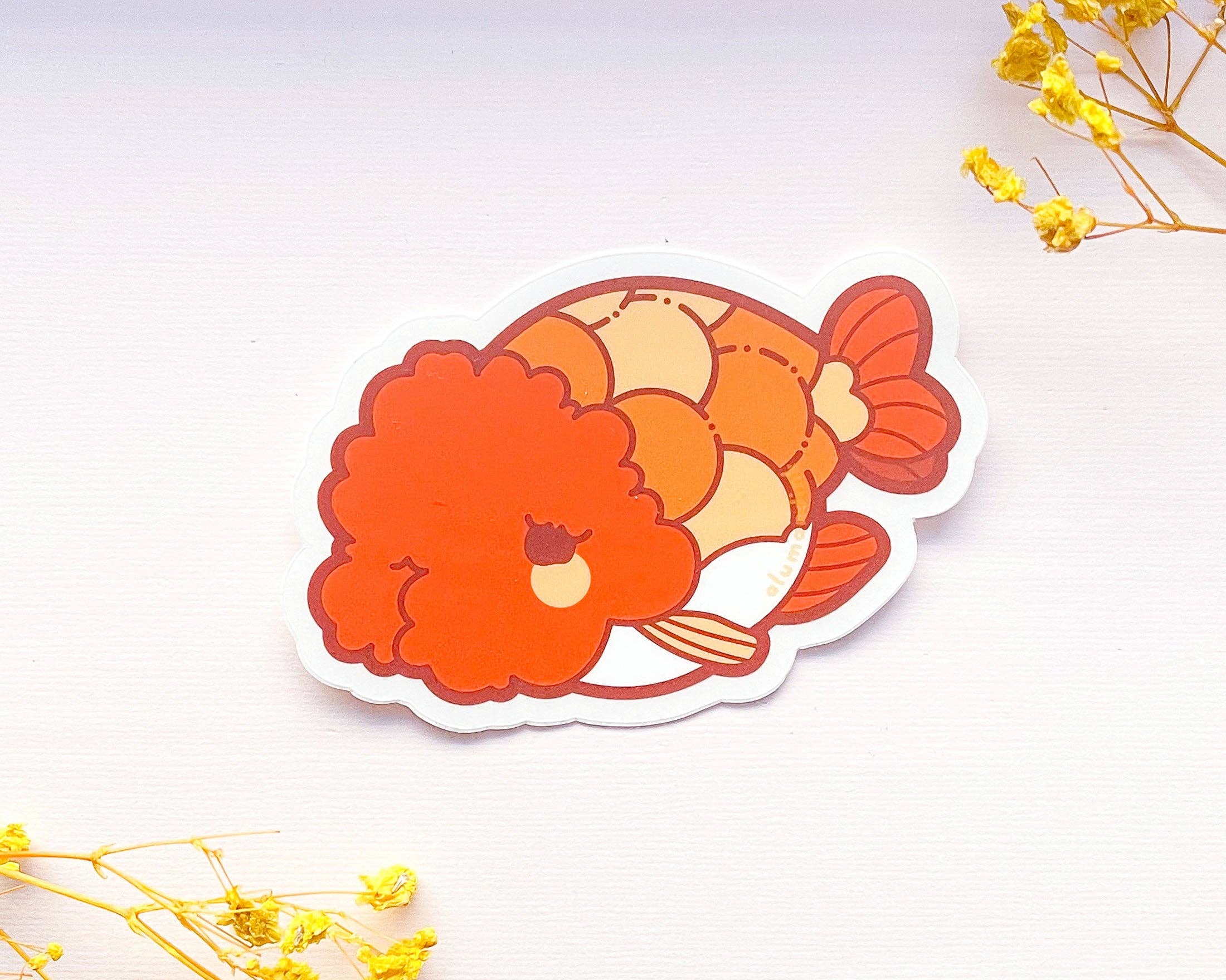 Alum and Ink - Wholesale Sticker - Ranchu Goldfish Clear Vinyl Sticker3