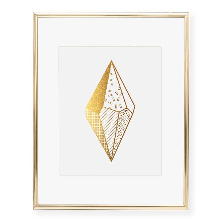 Impressão de arte abstrata de folha de pedra preciosa, ouro prata ou rosa foiled por atacado de Digibuddha