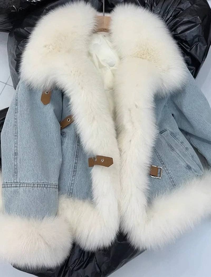 safistyle - Wholesale Denim Jacket - Women's - Fur Collar Denim Jacket2