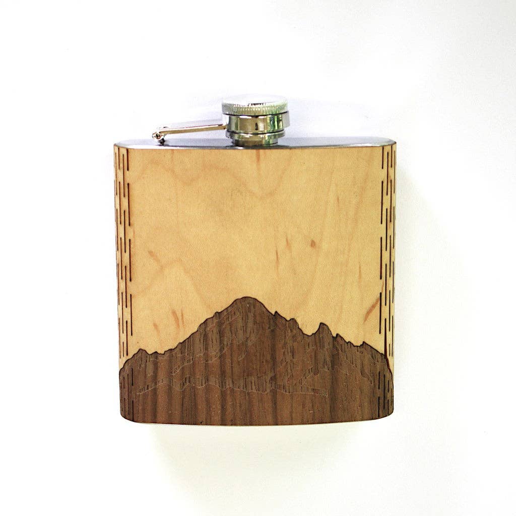 WUDN Handcrafted - Wholesale Flask - Wooden Hip Flask - Cascade Range (Mt. Baker)1