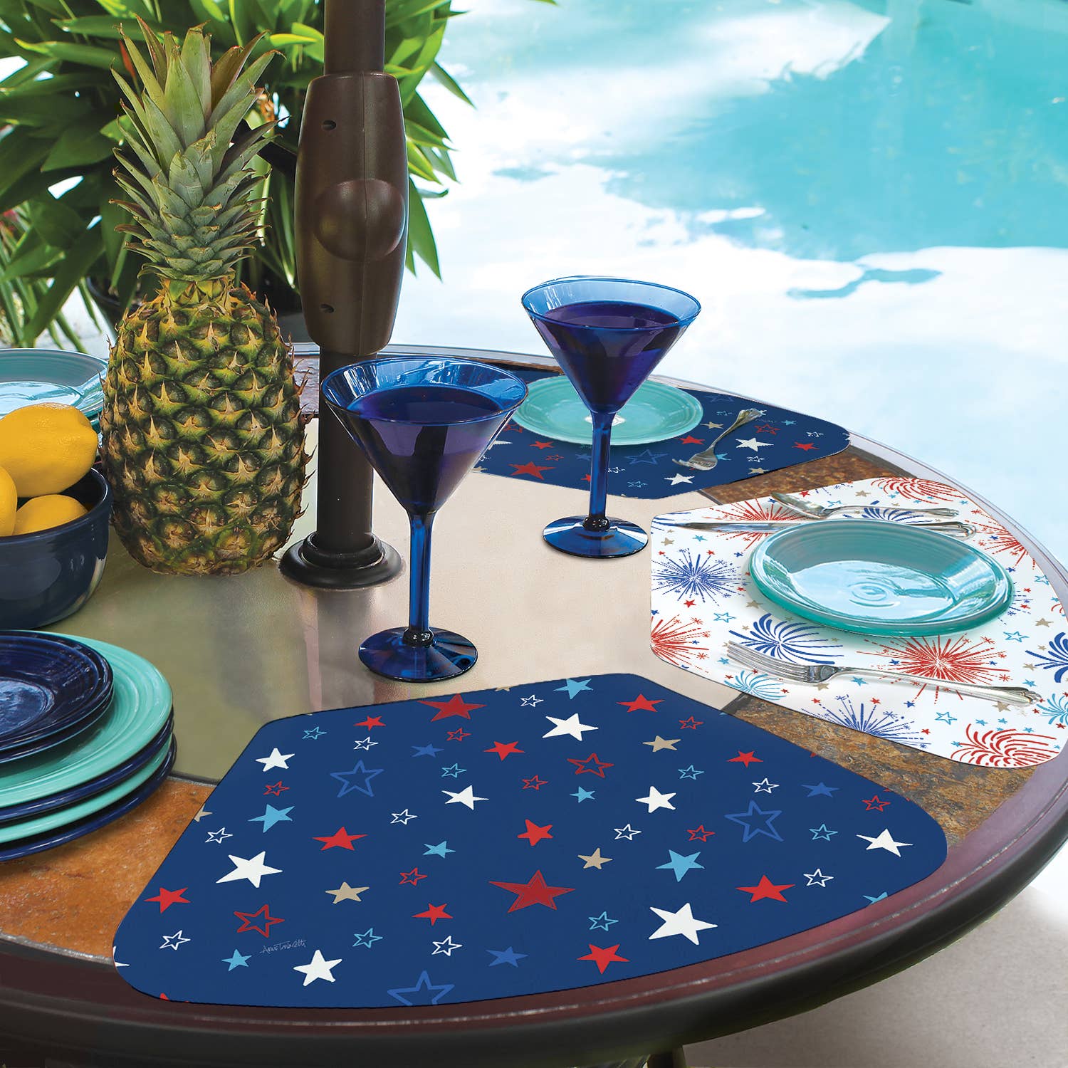 CounterArt/Highland Home/Thirstystone – wholesale Placemat – "Star Spangled"  Wedge Reversible Flexible Placemat6