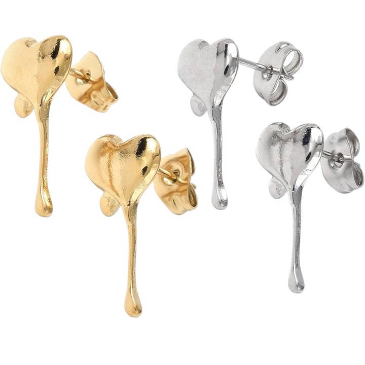 Drippy Heart Studs for wholesale by Annie Austen | Jewelry • Accessories