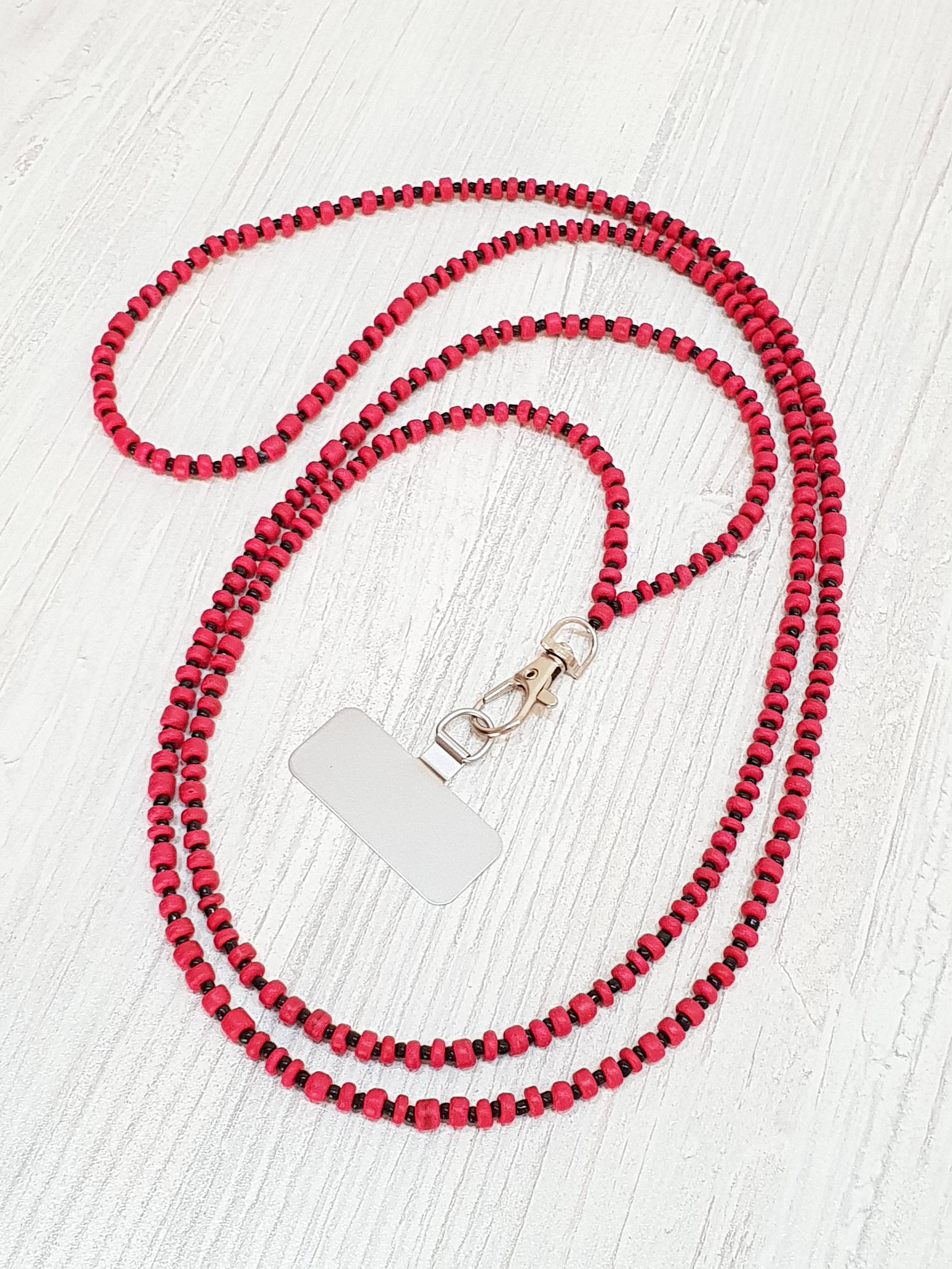 Gloria-Maris - Wholesale Phonecase Strap - Mobile phone chain coconut wood with stainless steel patch / 160cm HA025072