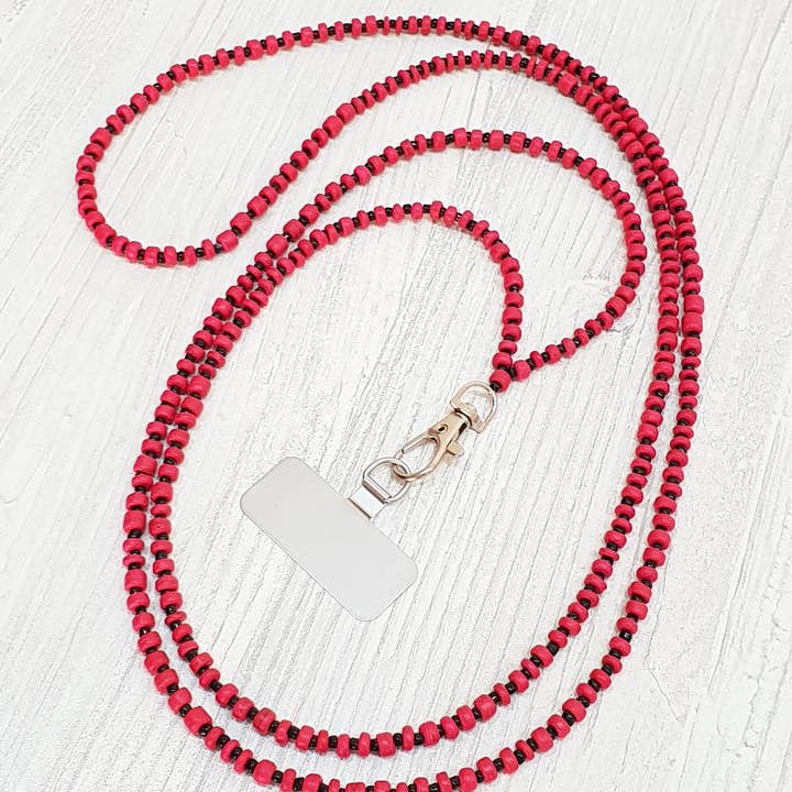 Gloria-Maris - Wholesale Phonecase Strap - Mobile phone chain coconut wood with stainless steel patch / 160cm HA025072