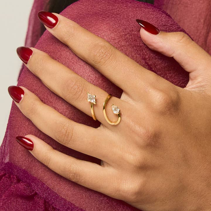 Life Won't Wait - Open Band Spiral Wrap Gemstone Ring for wholesale by LÚDERE