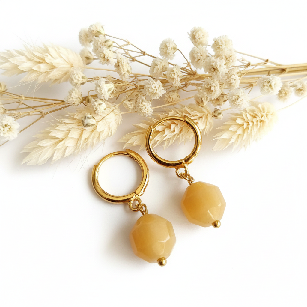 Produtos Namasté - Vendita all'ingrosso Orecchini pendenti - Orecchini Pietra Avventurina Gialla0