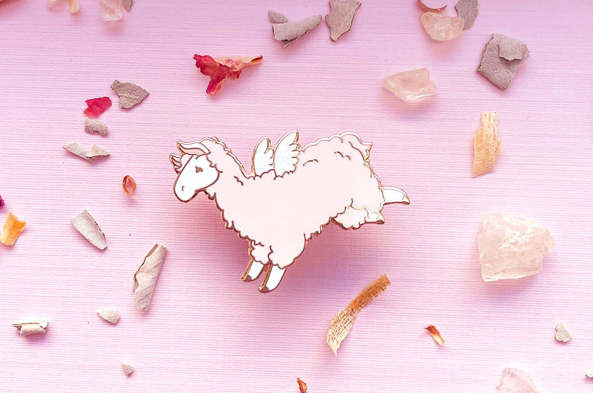 Alum and Ink - Wholesale Lapel Pin/Button - Flying Pink Llama Enamel Pin1