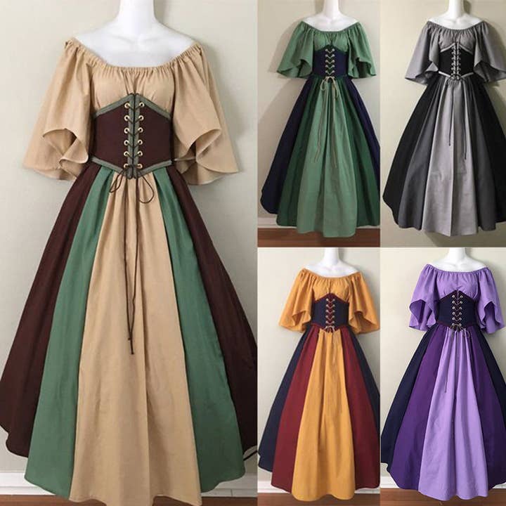 KK Bloom - Wholesale Costume - Women's - Renaissance Waist Big Swing Skirt British Retro Civilian Wear Drama Stage Costumes
