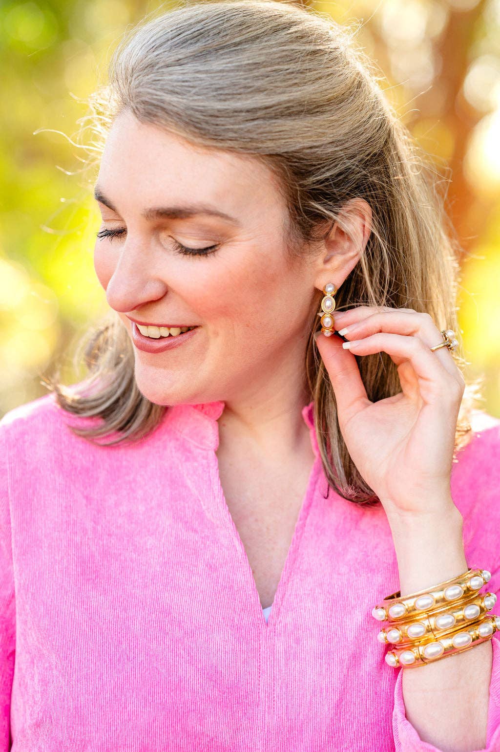 Caroline Hill - Wholesale Bangle Bracelet - Harriette Pearl Bracelet Gold3