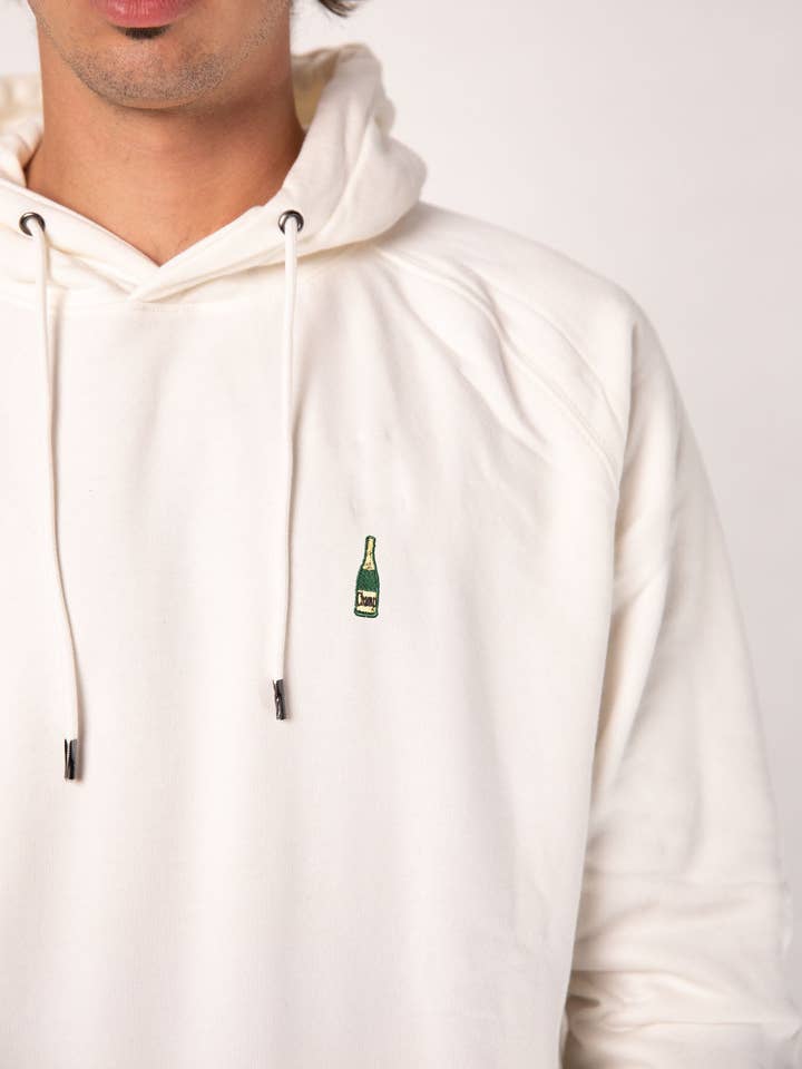 Champagne | Embroidered organic cotton men's hoodie for wholesale by Fashion Drinks