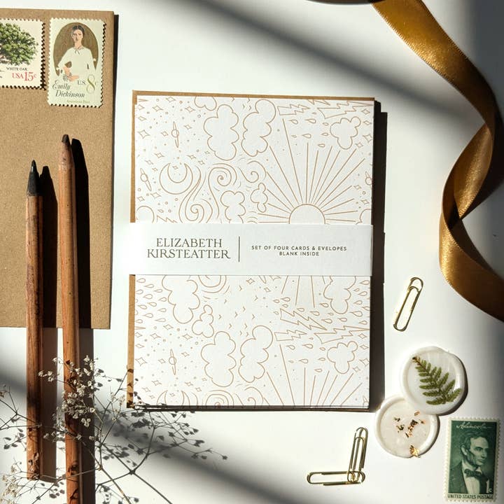 Celestial wenskaart | Set van vier notitiekaarten voor wholesale door Elizabeth Kirsteatter