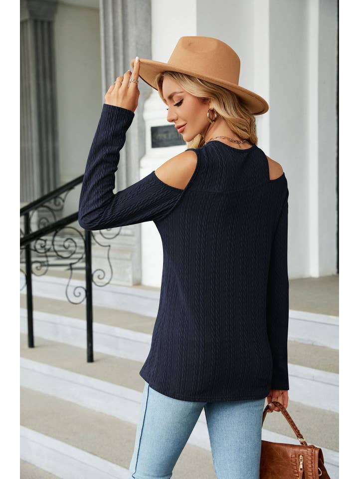 YNIQUE – wholesale Knit top – Women's – Women V-Neck Strapless Loose Long Sleeve T-Shirt15