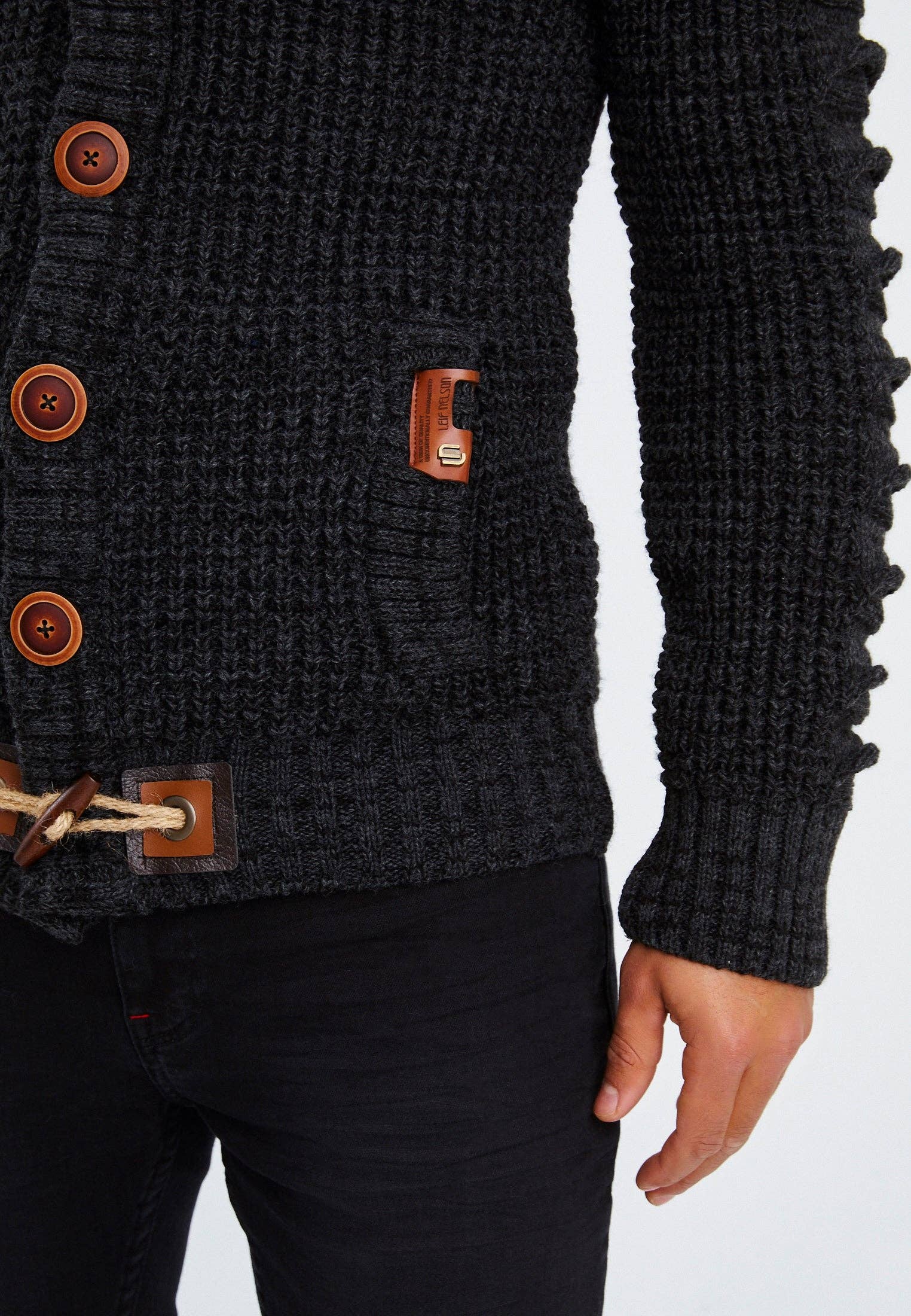 Leif Nelson GmbH - Wholesale Knit Sweater - Men's - Men's Knit Sweater Chunky Knit Shawl Collar LN-558516