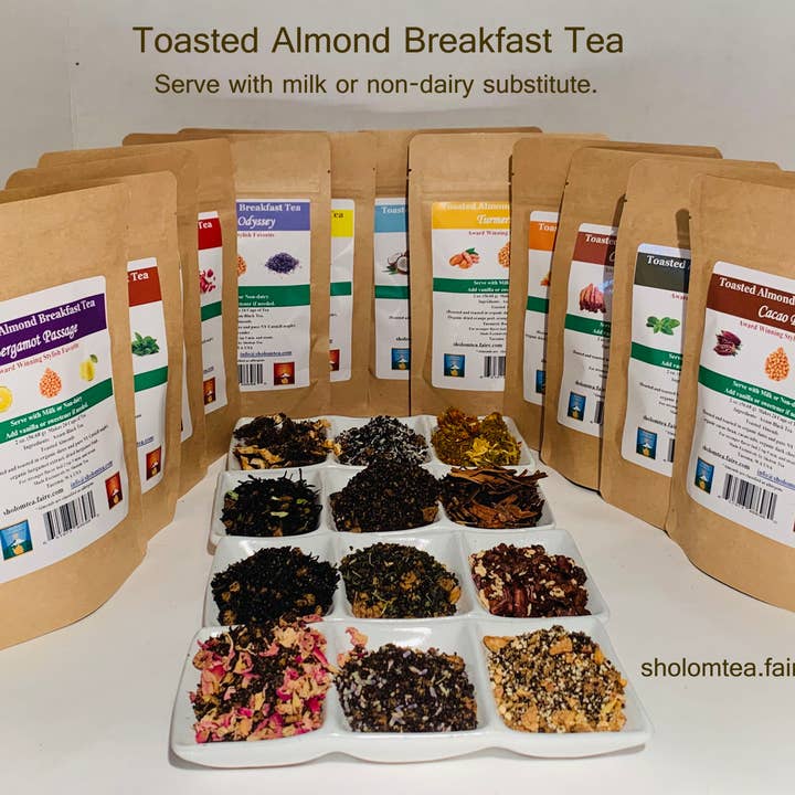 Toasted Almond Breakfast Tea Series - 2 oz. and Bulk lb for wholesale by Sholom Tea