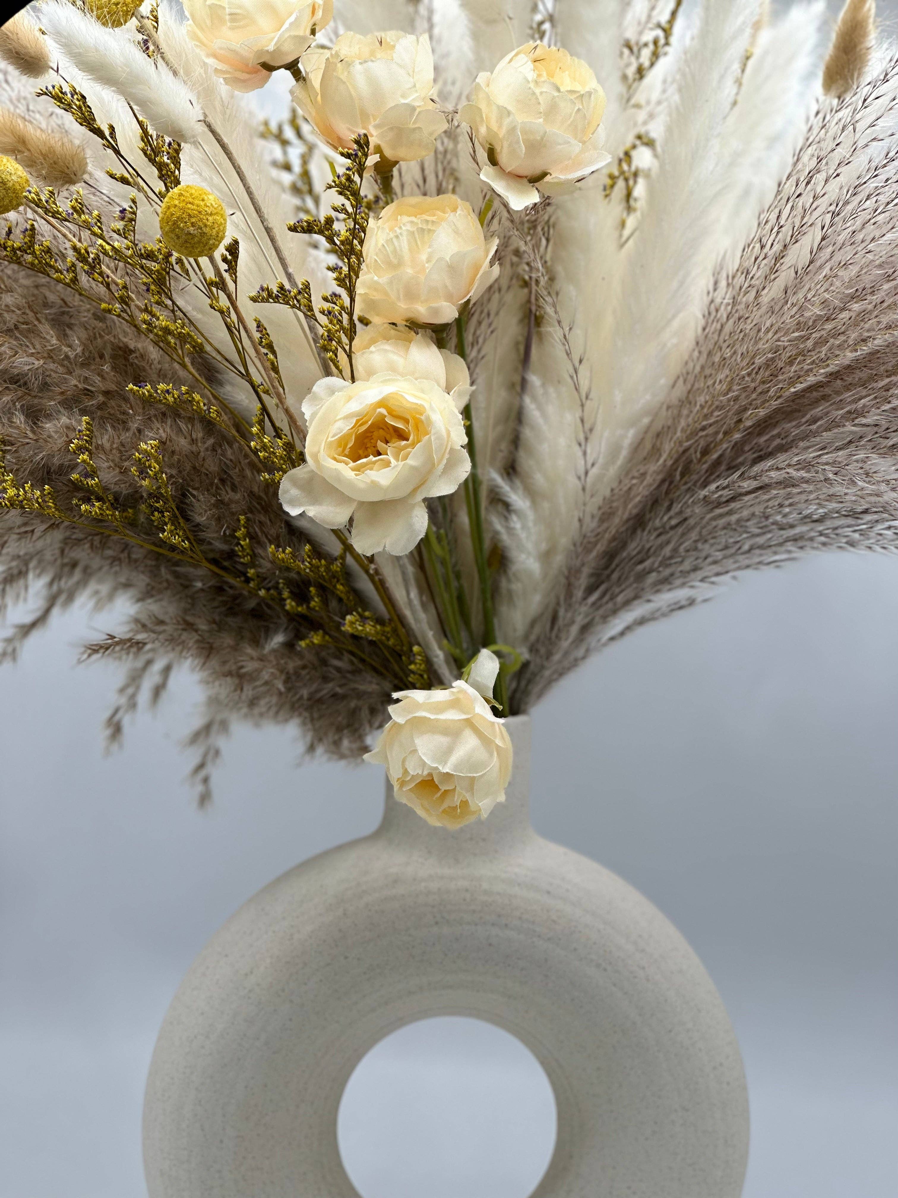 Lu home - Vente Fleur séchée/pressée - Ensemble Lu home - Arrangement floral de roses artificielles avec vase6