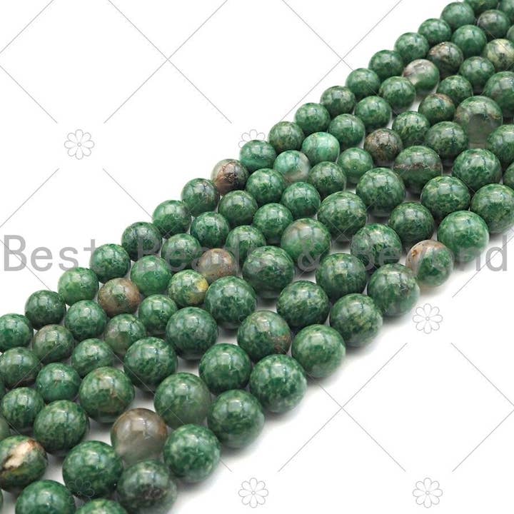 BestBeads&Beyond - Wholesale Beads - Quality Natural African Green Jade Round Smooth Beads,#U1170