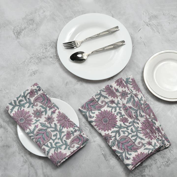 Cotton Cloth Napkins - Lavender (Set of 6) for wholesale by Cotton Print Club
