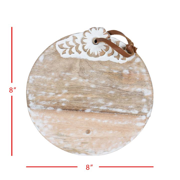 Foreside Home & Garden - Wholesale Cutting Board - Charlotte Small Round White Wood Cutting Board4