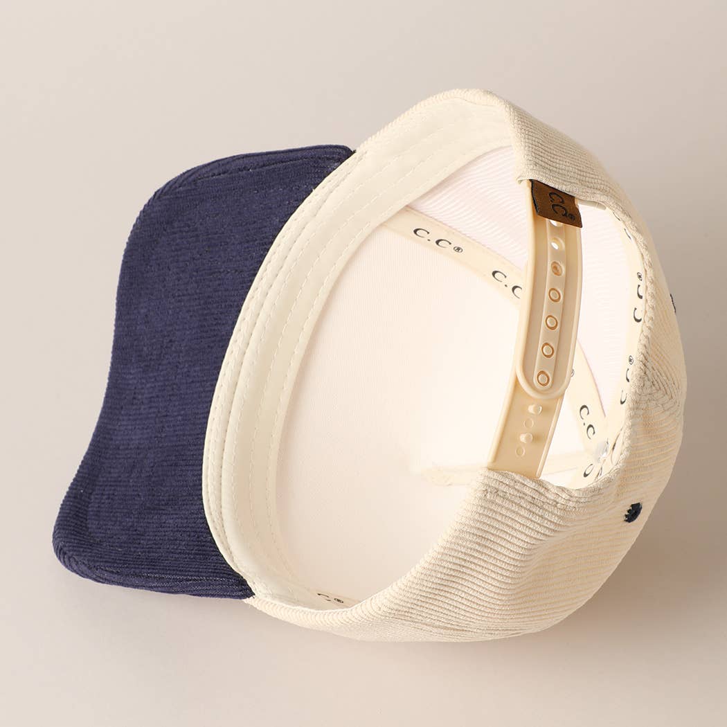 Fashion City - Wholesale Baseball Cap - Unisex - Plain Two Tone Corduroy 5 Panel Trucker Hat3