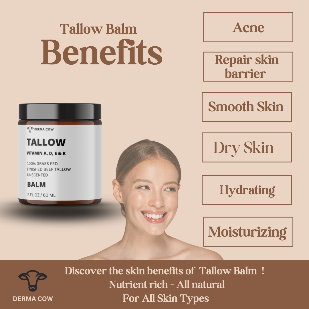 Derma Cow - Wholesale Healing Salve/Balm/Cream - Tallow Balm, 100% Grass Fed Beef Tallow, Unscented- 2oz3