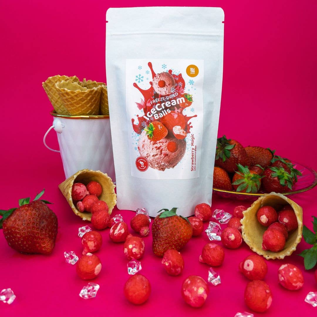 NutriBoom – Großhandel Eis/Sorbet – Gefriergetrocknete Eiscreme-Bubbles Erdbeer-Magie 45 g11