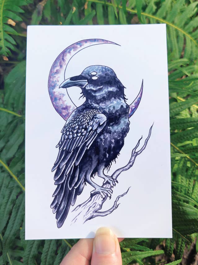 Vista de Cuervo - Mini Impresión - Amuleto de Cuervo Brujo Bosque del Noroeste del Pacífico para venta al por mayor de Crafted from Scratch