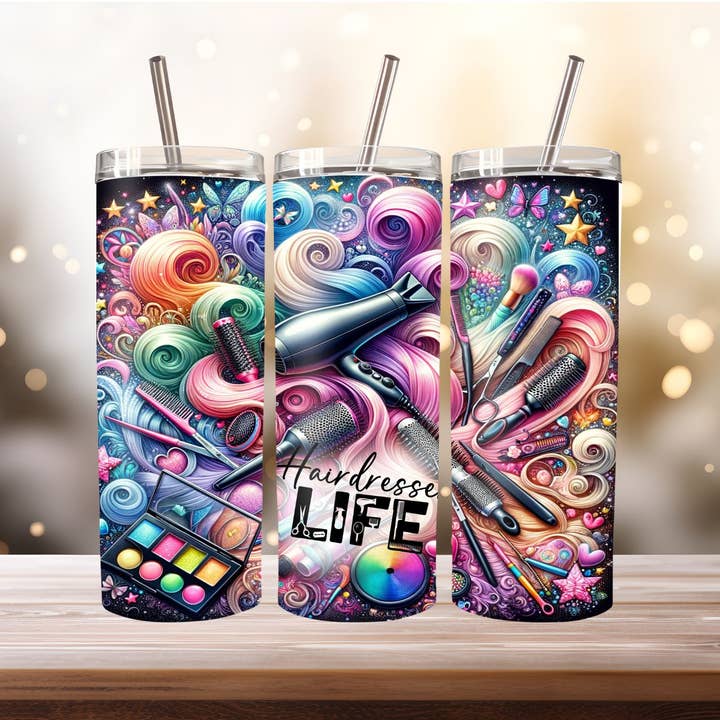 Stencil Art Canada - Wholesale Insulated Mug/Tumbler - Hairdresser Tumbler, 20 oz. Stainless Steel 0