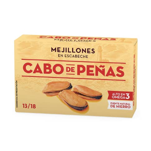 Mussels Escabeche Sauce Cabo de Peñas 6x111g for wholesale by Gourmet World B2B