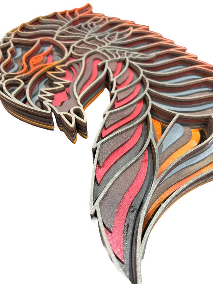 Wall Decoration Dragon Layer Wood Art 3D Art Multi-Layer Wood Art for wholesale by Spencer's Custom Wood
