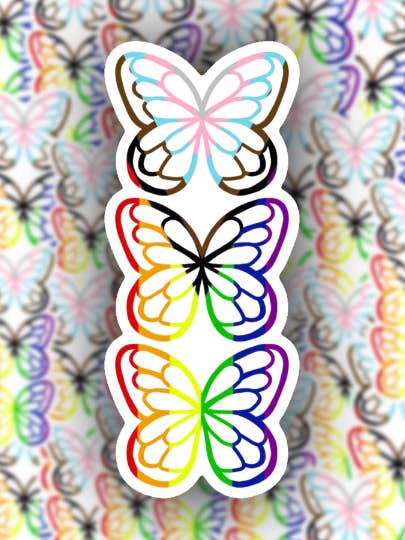 Autocolante Inspirado Borboleta Pride Bandeira por atacado de SkylinnRaeCo