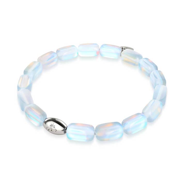 Rainbow White | .925 Sterling Silver | Mermaid Glass Pebble Bracelet for wholesale by NOGU